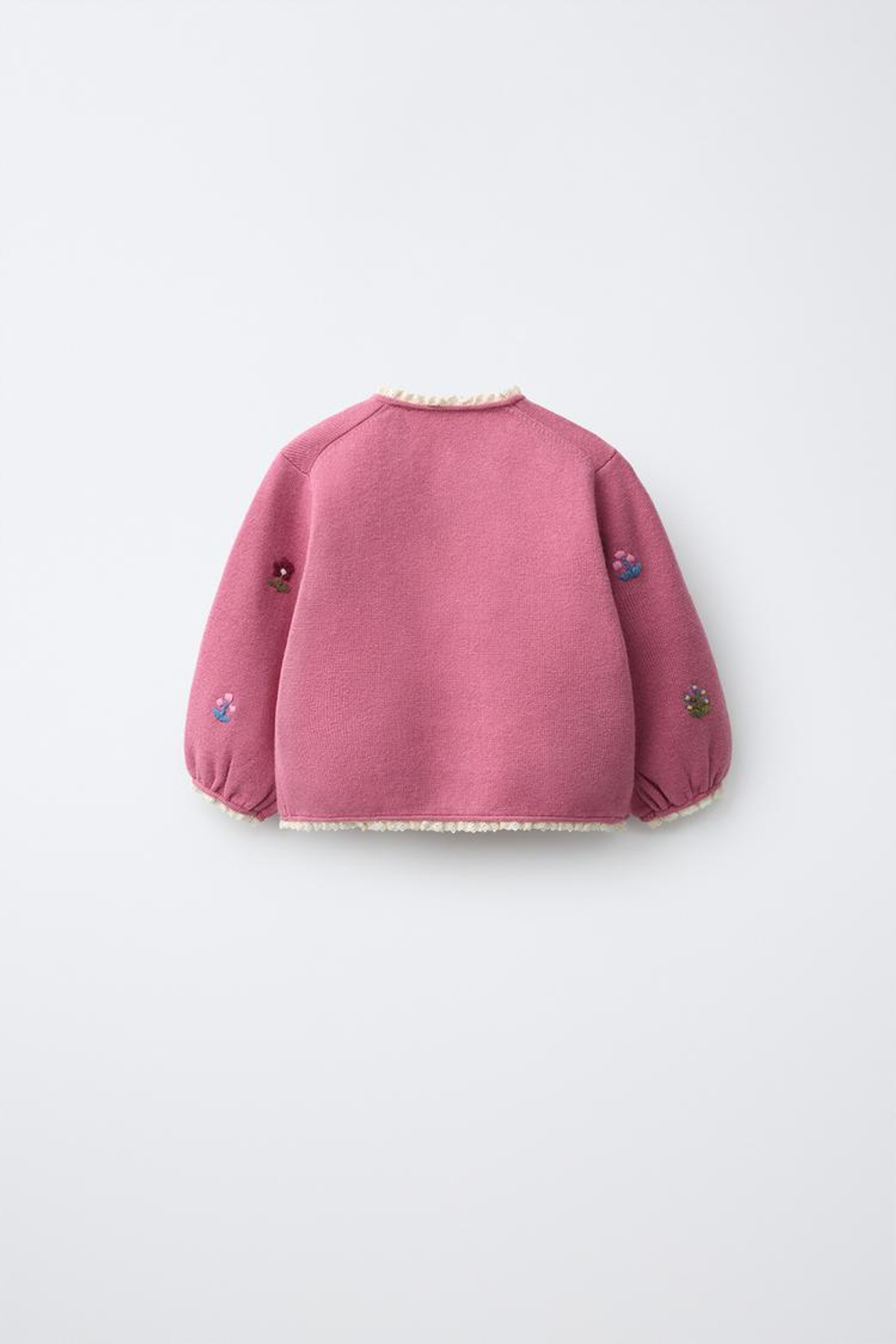 ZARA КАРДИГАН С ВЫШИТЫМИ ЦВЕТАМИ, РОЗОВАТЫЙ
