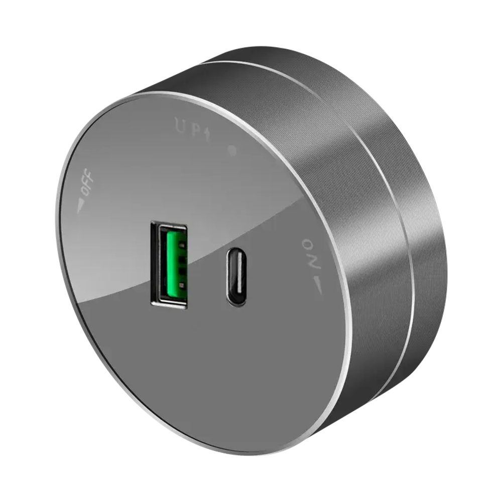 MULTITRACK Розетка 2хUSB (тип А+С) 18 Вт, 5 В/3 А ГРАФИТ