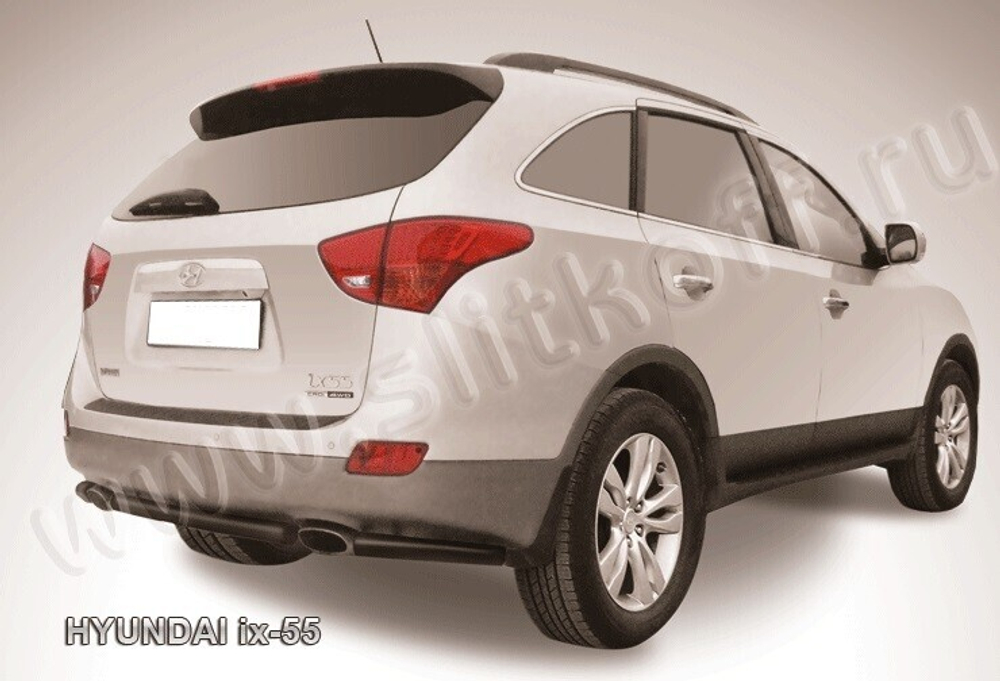 Защита заднего бампера (нержавейка) Hyundai ix-55 (2008-2013) d57 (черный)