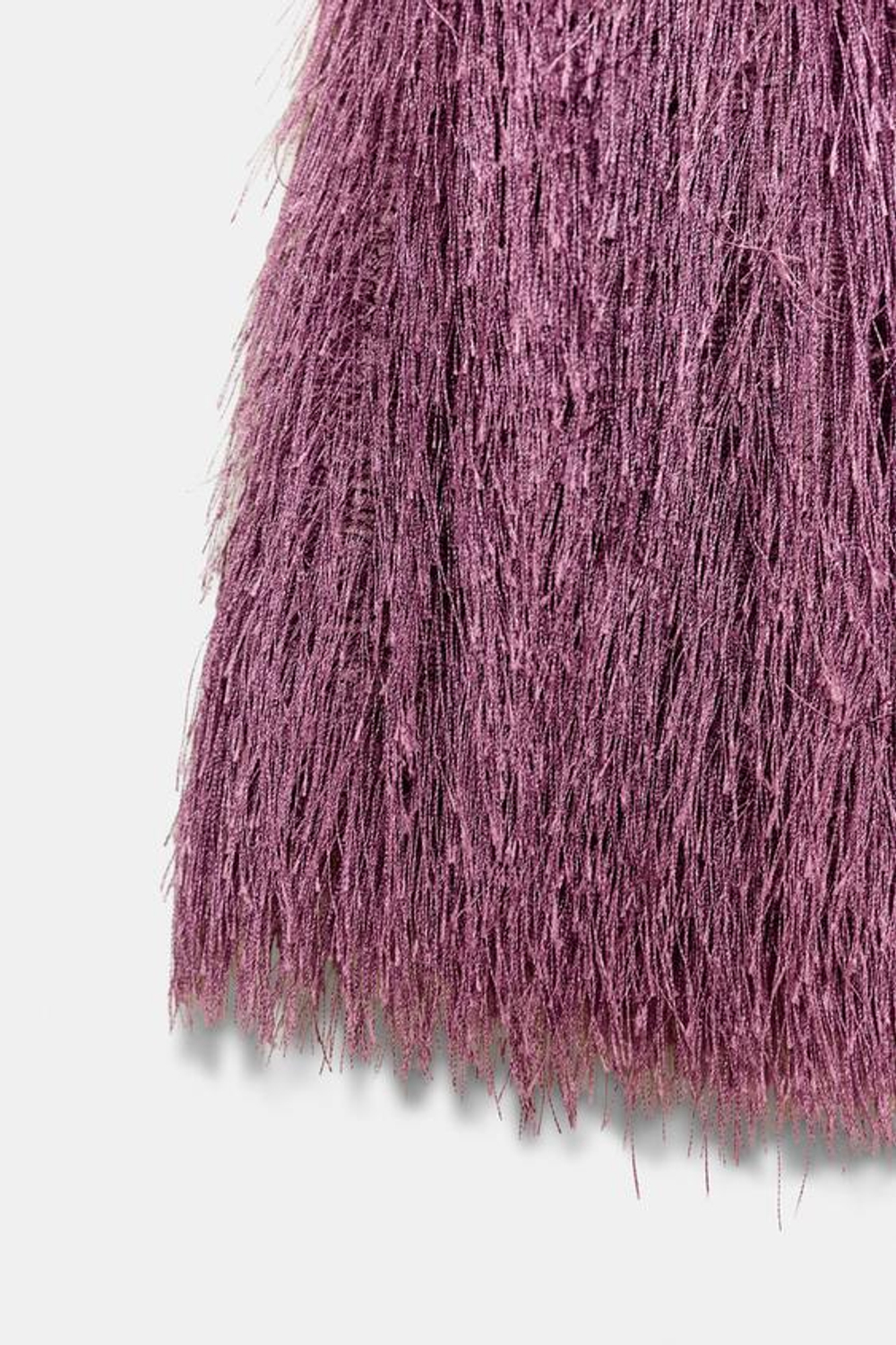 ZARA КОРОТКАЯ ЮБКА С БАХРОМОЙ, ЦВЕТ МАЛЬВЫ