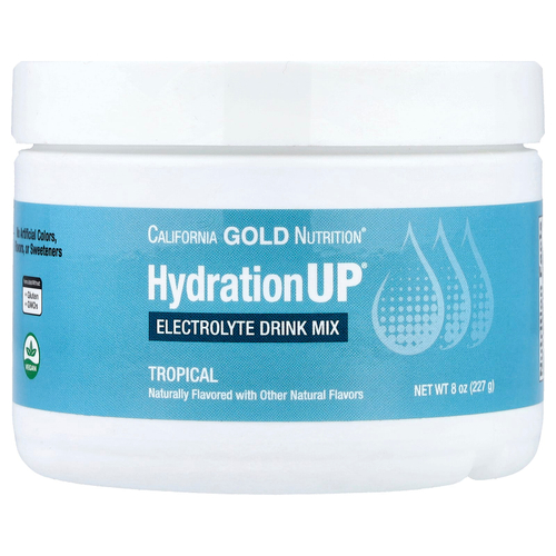 California Gold Nutrition, HydrationUP®, смесь для приготовления электролитического напитка с кальцием, калием, витаминами C и E, тропические фрукты, 227 г (8 унций)