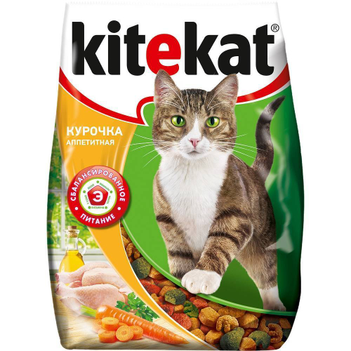 Сухой корм Kitekat для взрослых кошек, с курицей, 1.9 кг