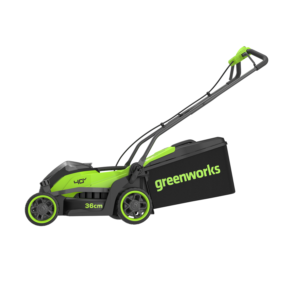 Газонокосилка аккумуляторная Greenworks GD40LM361, 40V, 36 см, бесщеточная, c 1хАКБ 5Ач и ЗУ (2520807UG)