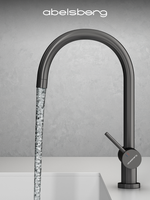 Смеситель для кухни Abelsberg Aera AWF70029GM с возможностью подключения фильтра для воды, цвет космическая сталь, PVD покрытие