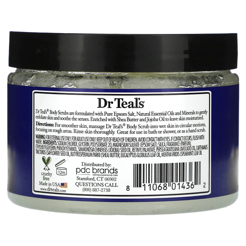 Dr. Teal's, скраб для тела с английской солью, эвкалипт и мята, 454 г (16 унций)