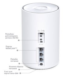 Беспроводной маршрутизатор TP-Link Mesh Deco X20-4G 802.11ax, 1800(574+1200) Мбит/с, 2.4ГГц и 5ГГц, 2xLAN 4G+ (1-pack)