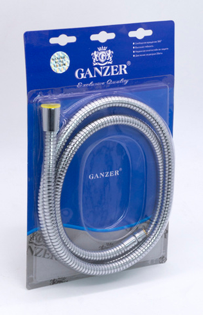 81200 Шланг для выд. лейки 200см 3/8 нар. (ХРОМ) GANZER  (50/1шт)
