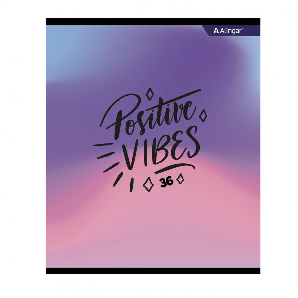 Тетрадь 36 л., А5, клетка, Alingar "Positive book", скрепка, второй блок 60г/м2, мелованный картон (стандарт), 4 дизайна в пленке т/у