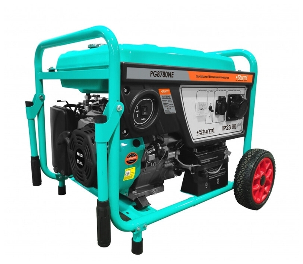 Бензиновая PG8780NE электростанция Sturm 8000 BA, AVR (Авто. Рег.Напр) эл/ручн старт,7.5кВА,520г/квт
