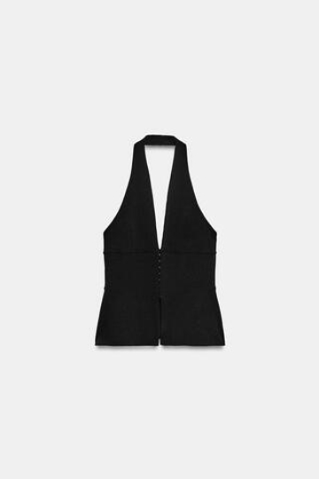 ZARA ЭЛАСТИЧНЫЙ ТОП ХАЛТЕР, ЧЕРНЫЙ