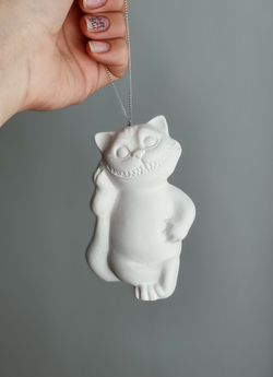 Елочная игрушка "Чеширский Кот", из фарфора, для росписи, 11см