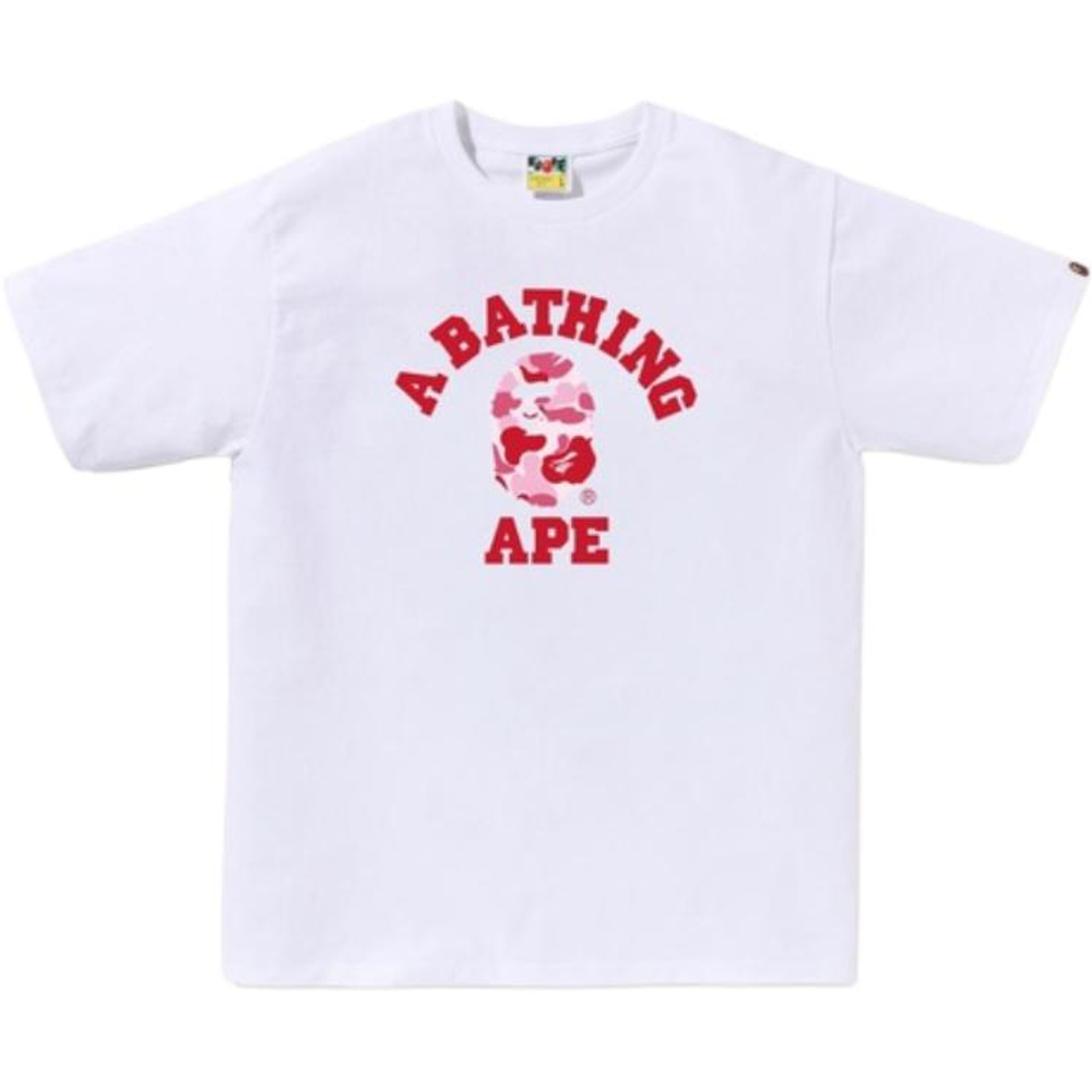 A Bathing Ape Abc Camo College Tee Ss25 белый розовый