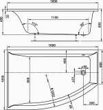 Акриловая ванна VAGNERPLAST VERONELA OFFSET 160 Left