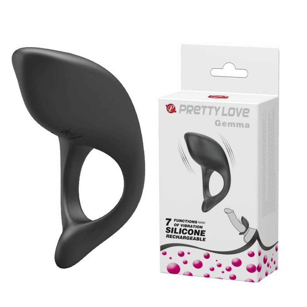 Перезаряжаемое эрекционное виброкольцо с клиторальным стимулятором PrettyLove Gemma