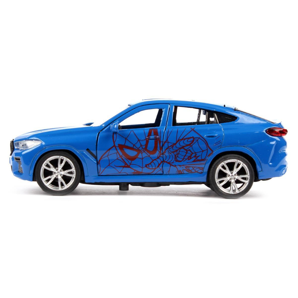 Модель ин. мет. "BMW X6 Спайдермен" 12см, двери, багаж, синий, коробка X6-12-SM-BG (Технопарк)