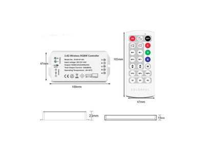 Контроллер RGB, 2.4G с пультом, 21 кноп., DC12/24V, <16A(MAX), SW-RGB-2.4G-16A