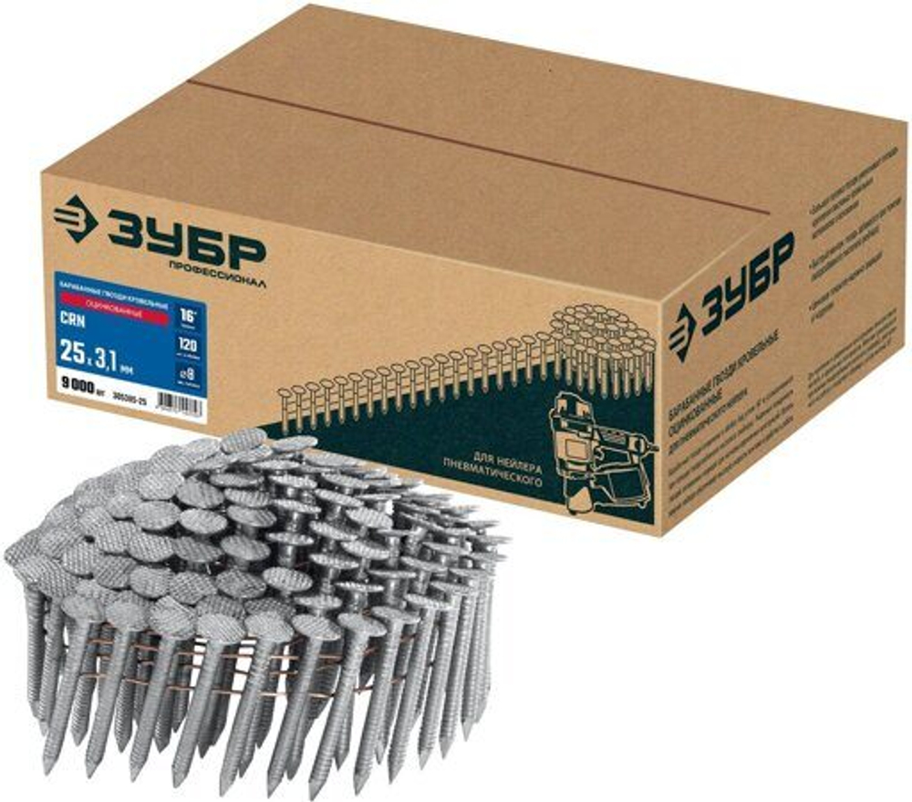Барабанные гвозди CRN ЗУБР 305385-25