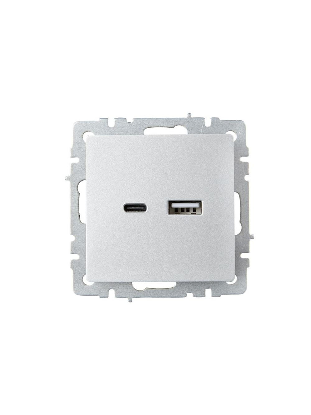 Розетка BRITE USB A+C 18Вт РЮ11-1-БрА механизм алюм. IEK BR-U22-018-K47