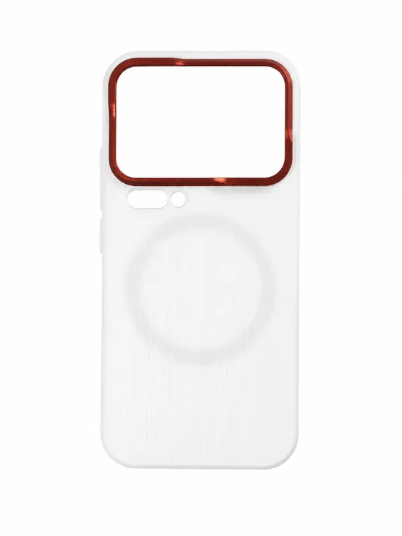 Защитный чехол для Xiaomi 17 Pro c MagSafe белый с красной рамкой (White-Red)