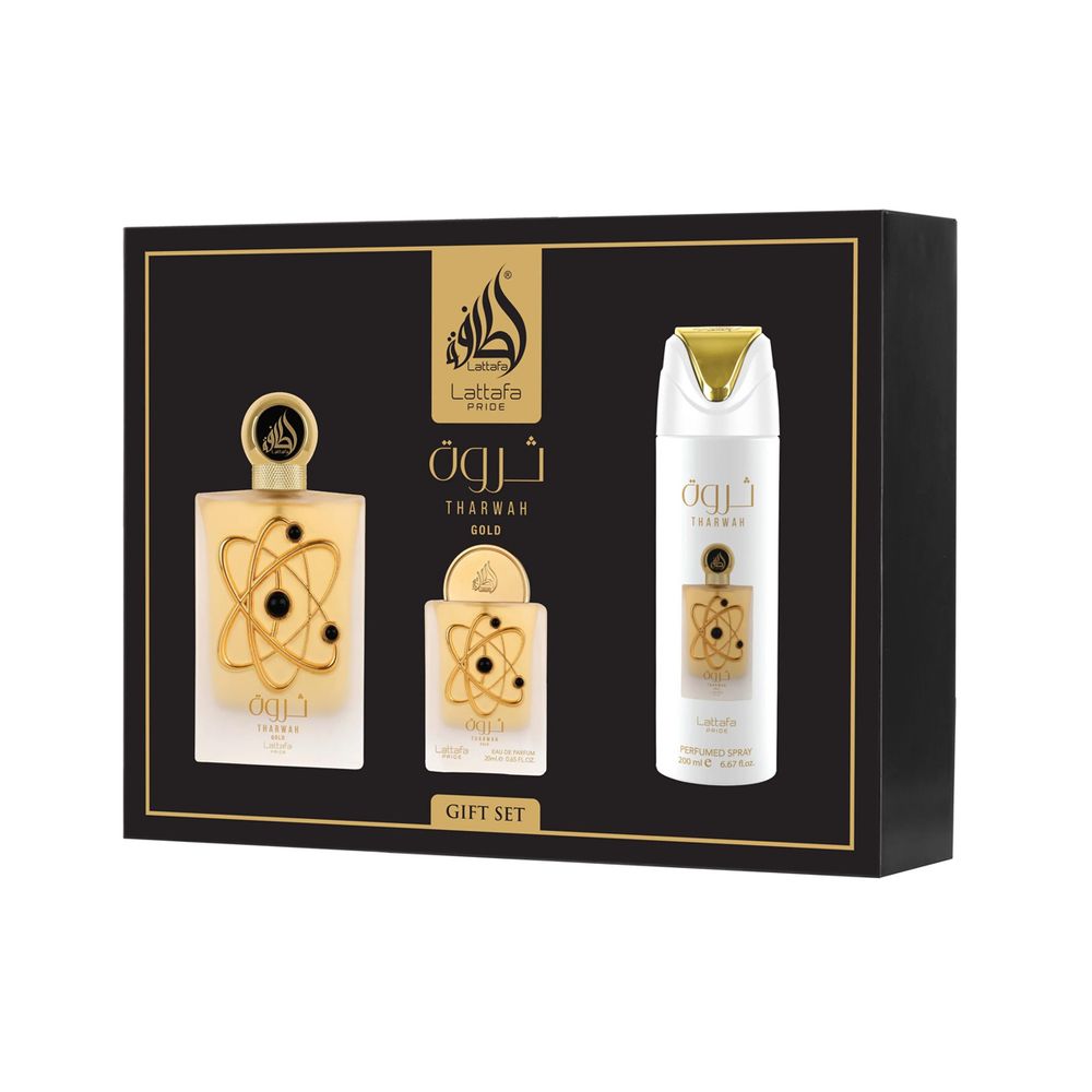 Lattafa Pride Tharwah Gold EDP 100 ml + EDP 20 ml + Bodyspray 200 ml (unisex) 1 pcs