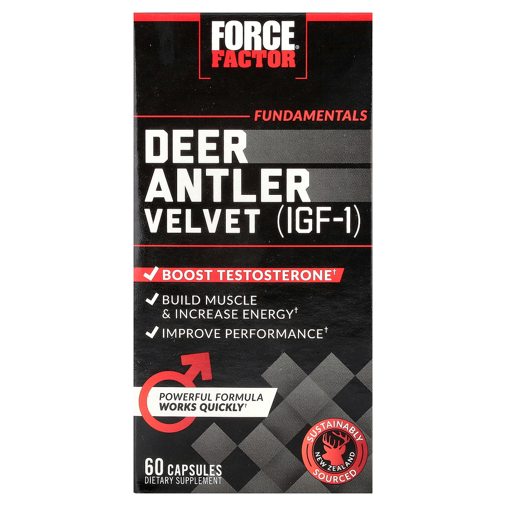 Force Factor, Fundamentals, кожа из оленьих пантов (IGF-1), 60 капсул