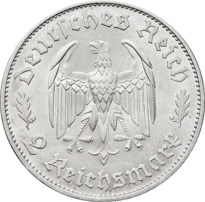 2 рейхсмарки 1934 Германия «175 лет со дня рождения Фридриха Шиллера»