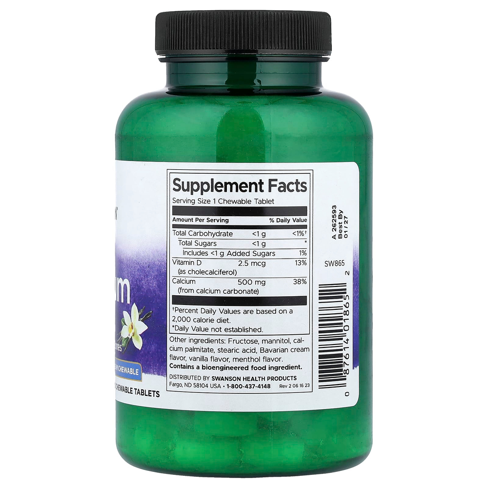 Swanson Vitamins, Кальций, ванильный крем, 100 жевательных таблеток