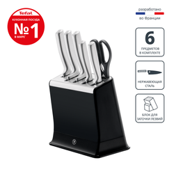 Набор ножей Tefal Ever Sharp Pro K2977S44 со встроенной точилкой, 5 ножей, ножницы + блок