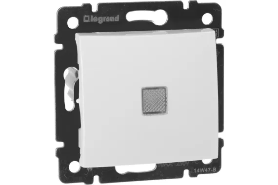 Выключатель Legrand Valena 1-клавишный с индикатором проходной белый 06959