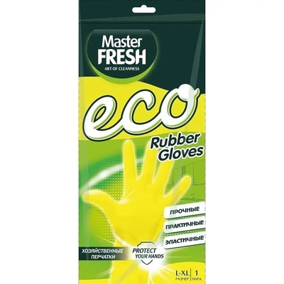 Перчатки хозяйственные (латексные с хлопком) Master FRESH ЭКО, 1 пара (большой размер L/XL