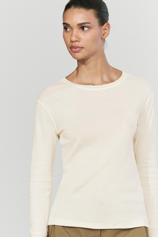 Massimo Dutti Футболка с длинными рукавами и манжетами, ванильный