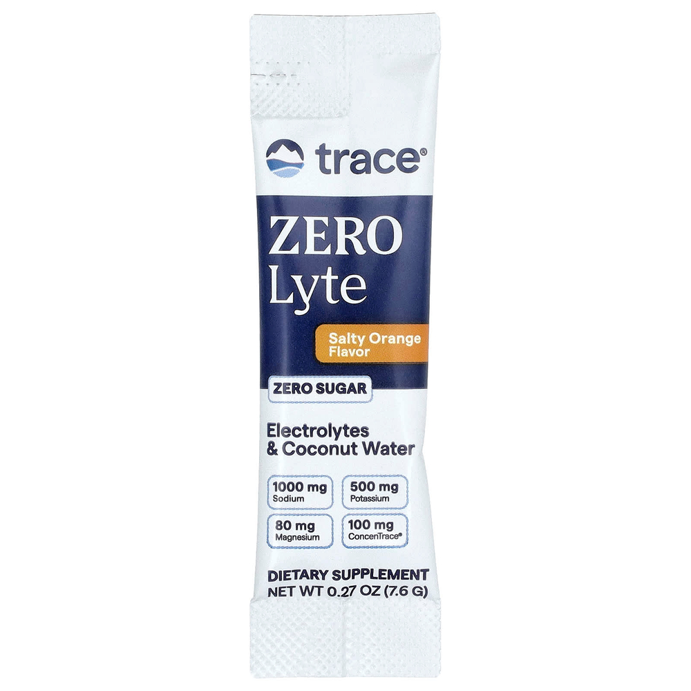 Trace, ZEROLyte, электролиты и кокосовая вода, со вкусом соленого апельсина, 30 пакетиков по 7,6 г (0,27 унции)