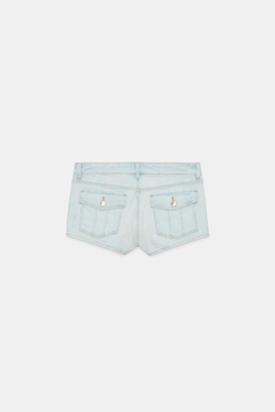 ZARA МИНИ-ШОРТЫ TRF С НИЗКОЙ ПОСАДКОЙ, ГОЛУБОЙ