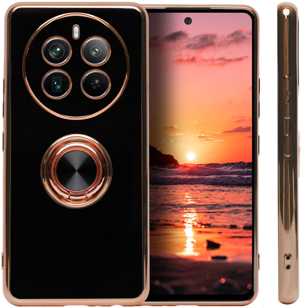 Стильный глянцевый чехол для REALME 12 PRO / 12 PRO PLUS с кольцом-подставкой и бархатной подкладкой