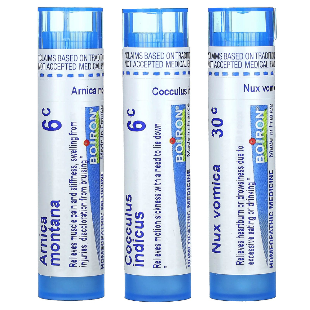 Boiron, Jet Lag Relief, гранулы для рассасывания, комбинированный набор, 3 тюбика по 80 гранул