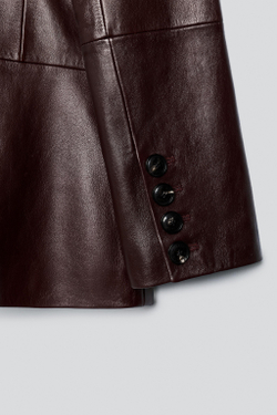 ZARA X BAISI GUADAGNINO КОЖАНАЯ КУРТКА, БОРДОВЫЙ