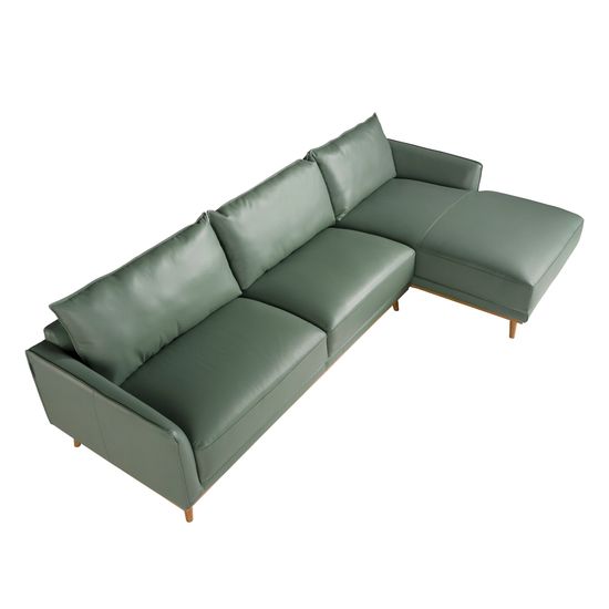 Угловой диван с правым шезлонгом 6199/5607-R-M5677 Angel Cerda из зеленой кожи