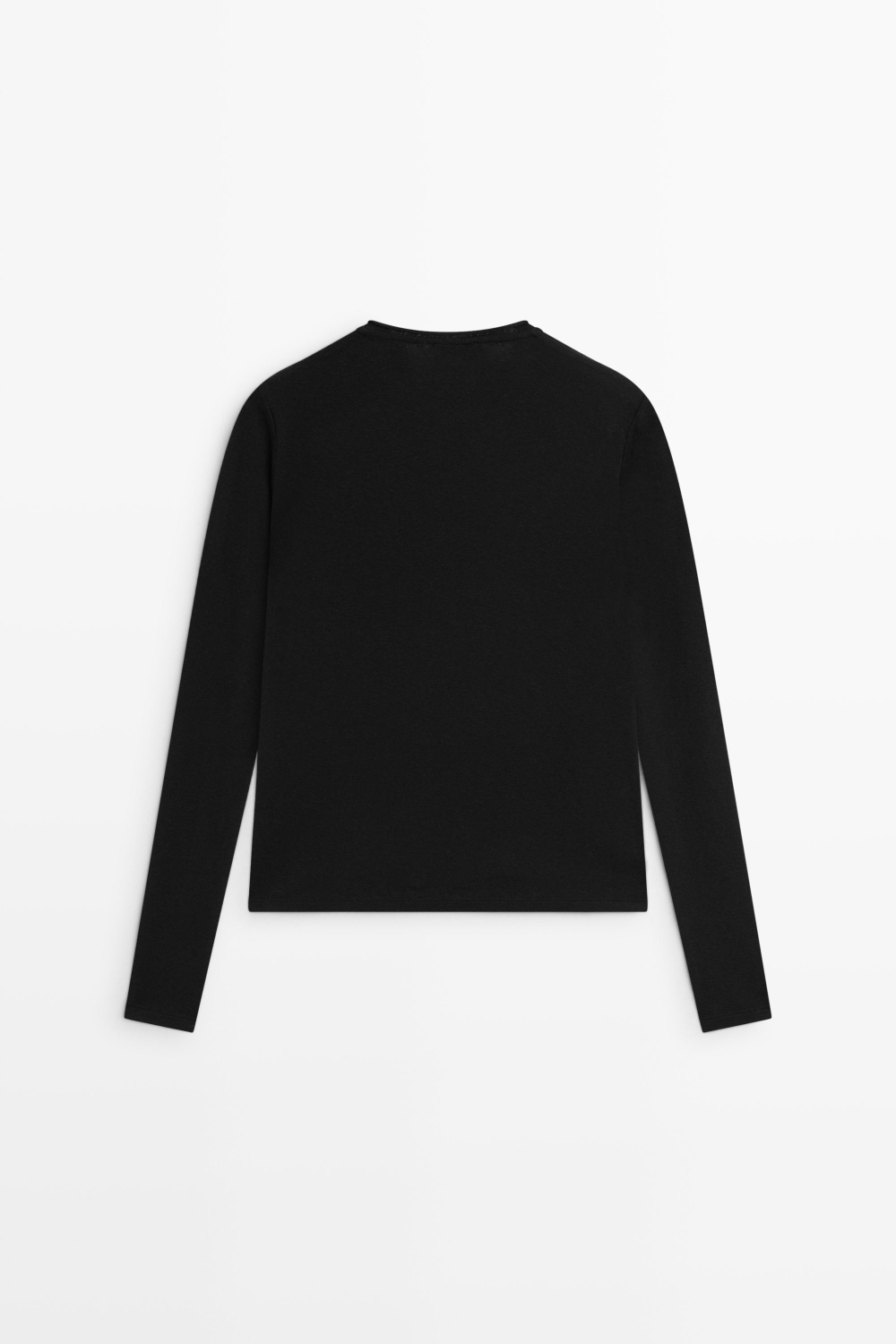 Massimo Dutti Футболка из смесового хлопка с пуговицами, черный