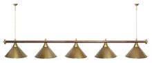 Лампа STARTBILLIARDS 5 пл. (плафоны зеленые,штанга золотая,фурнитура золото)