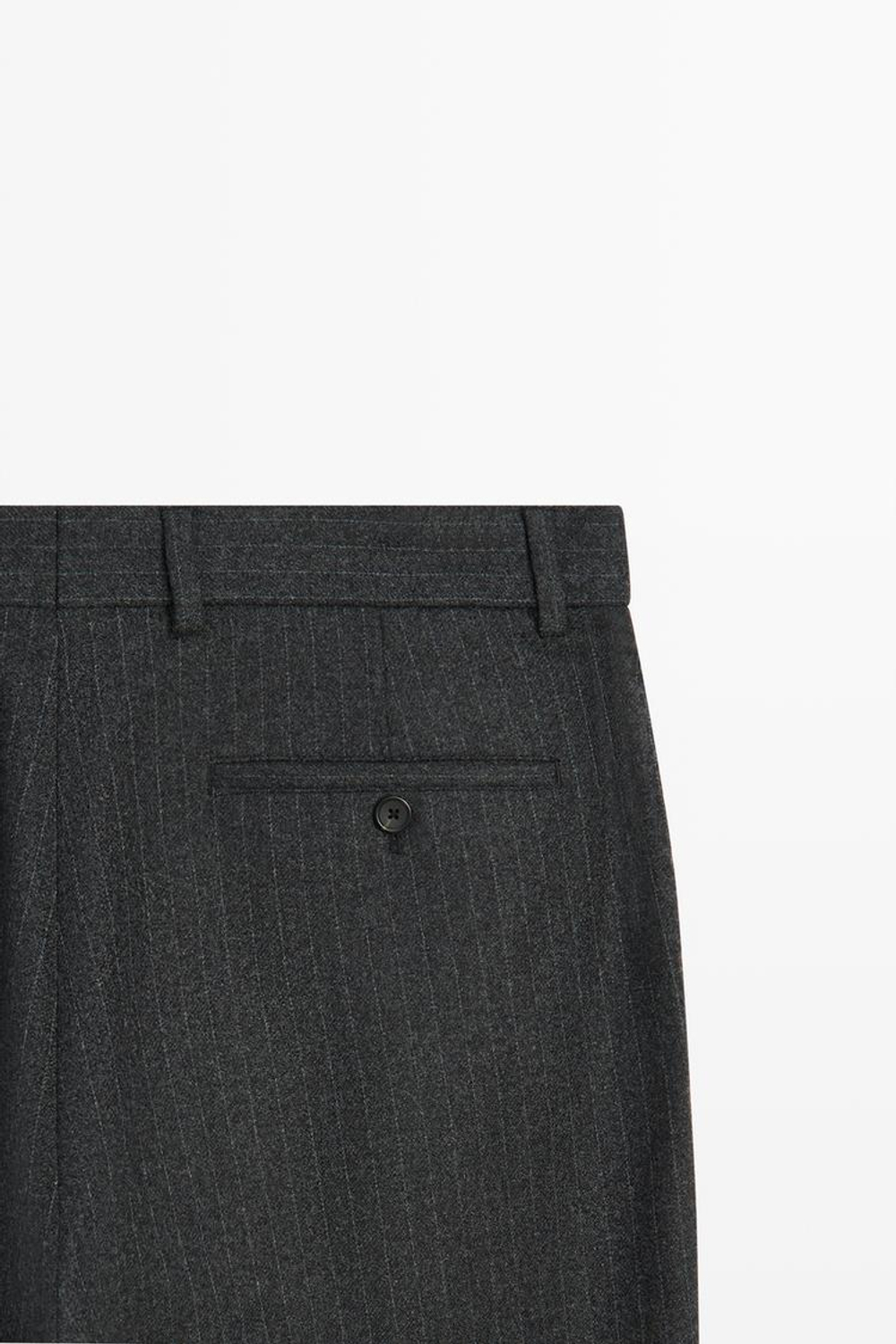 Massimo Dutti Брюки свободного кроя в полоску из смесовой шерсти, антрацитово-серый