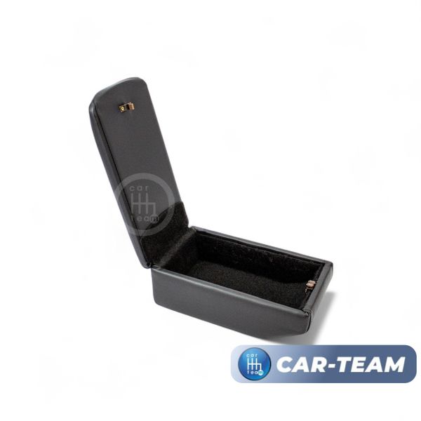 Подлокотник с боксом Renault Logan 2 2014-2022г.в., Sandero 2 2014-2018г.в., Duster 2 с 2015-2021г.в. из экокожи с узором - красный ромбик, (без регулировки сиденья по высоте), "Аламар"