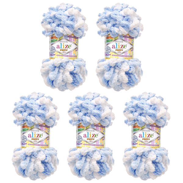 Пряжа Alize (Ализе) Puffy Color / уп.5 мот. по 100 г, 9м, 5865 секционный A