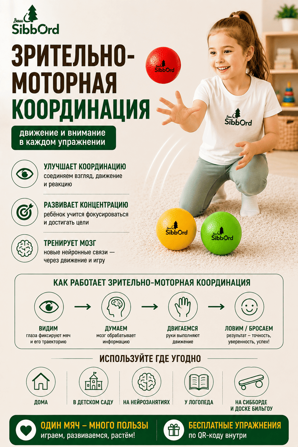 Кинезиологические мячи резиновые для сенсорной интеграции