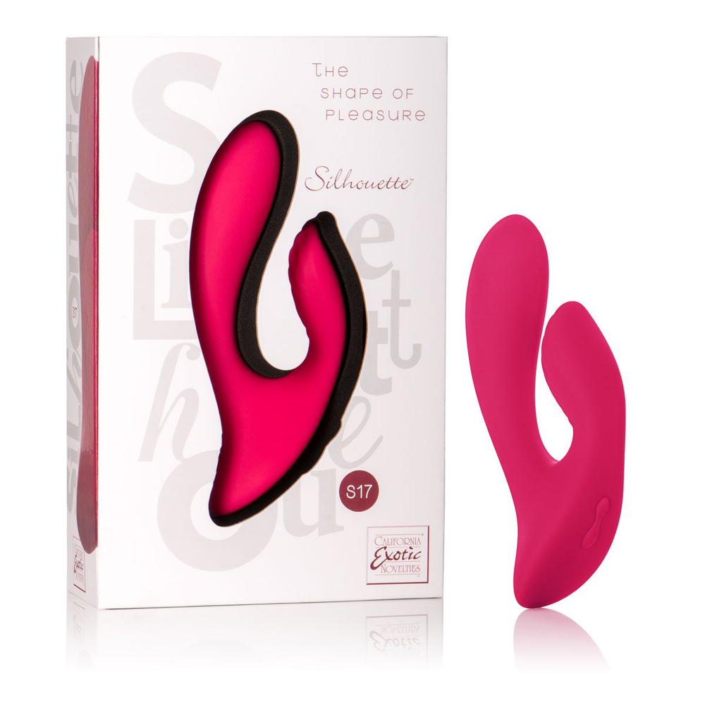 Красный перезаряжаемый вибратор со стимуляцией клитора Silhouette S17 (Цвет: красный)