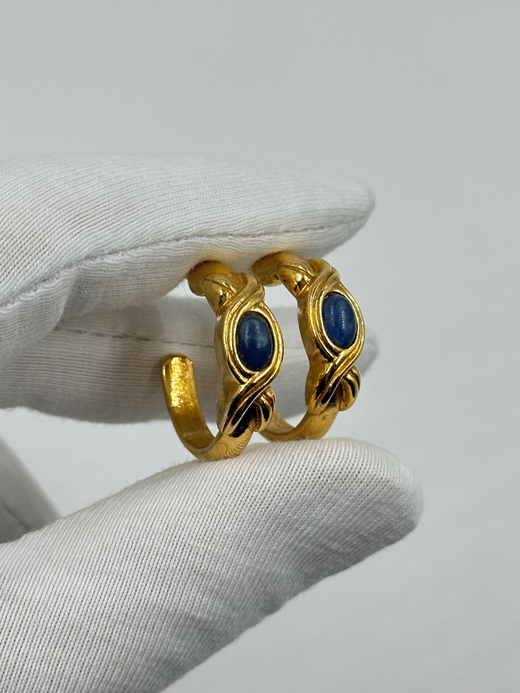 Серьги кольца с синими кабошонами Avon
