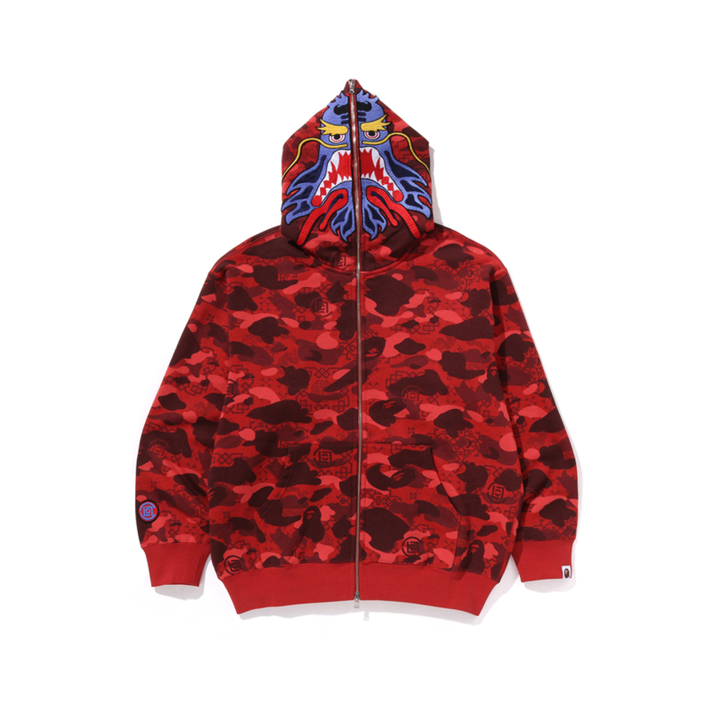 A Bathing Ape X Clot Camo Shark Full Zip Худи красный