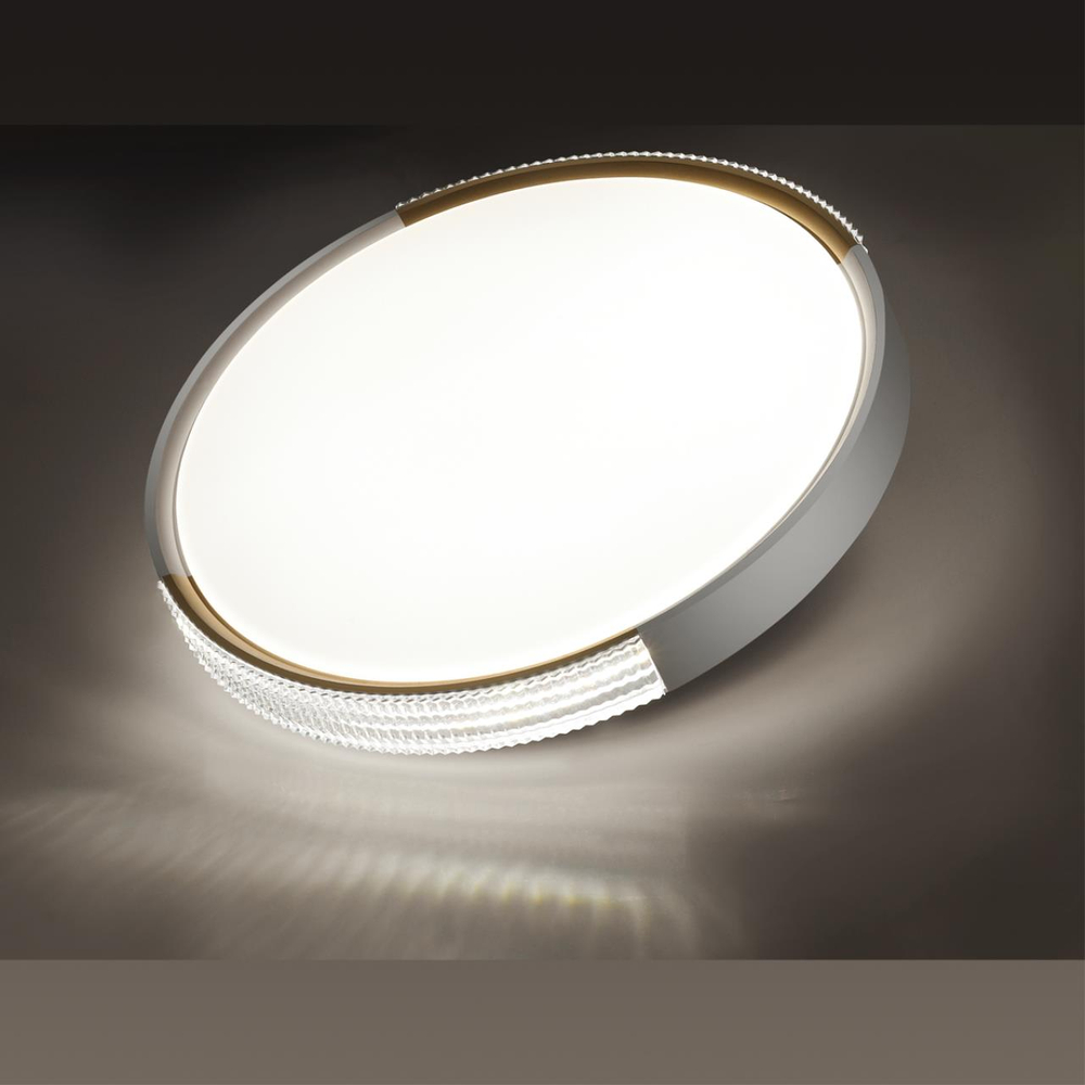 7612/EL PALE SN 184 Светильник пластик/белый/золотистый LED 72Вт 3000-6300K D490 IP43 пульт ДУ VELIO