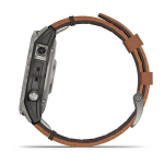 Умные часы Garmin Fenix 7 Sapphire Solar титановый серый с коричневым кожаным ремешком 47 мм