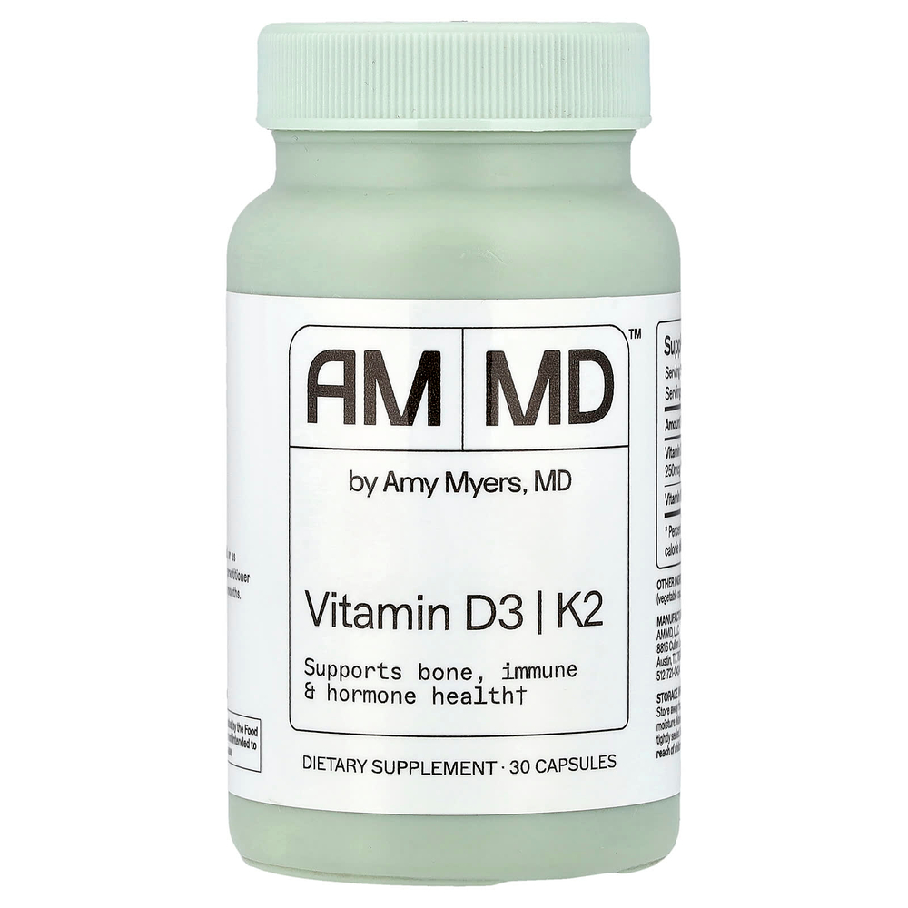 Amy Myers MD, витамины D3 и K2, 30 капсул