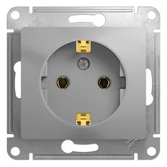 Розетка с заземлением без шторок Systeme Electric Glossa Алюминий GSL000343